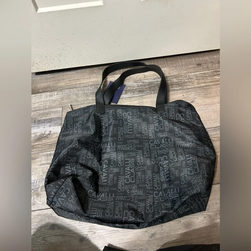 - Black and Grey Cavalli Class Weekender Bag Large tote Zip Up